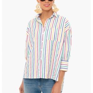 Pomander Place Rainbow Striped Adair Boyfriend Shirt